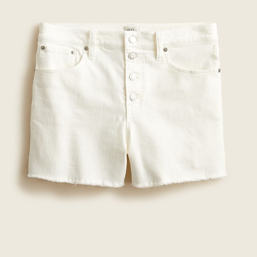NWT J.Crew Women High Rise White Denim Cotton Button Fly 6"Inseam Shorts sz 35